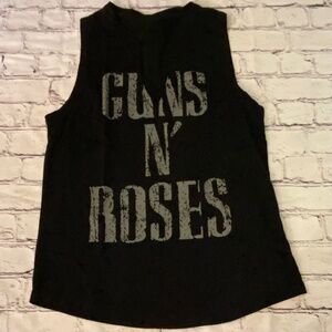 Guns N’ Roses V Neck Detail Tank, Black, Size Small